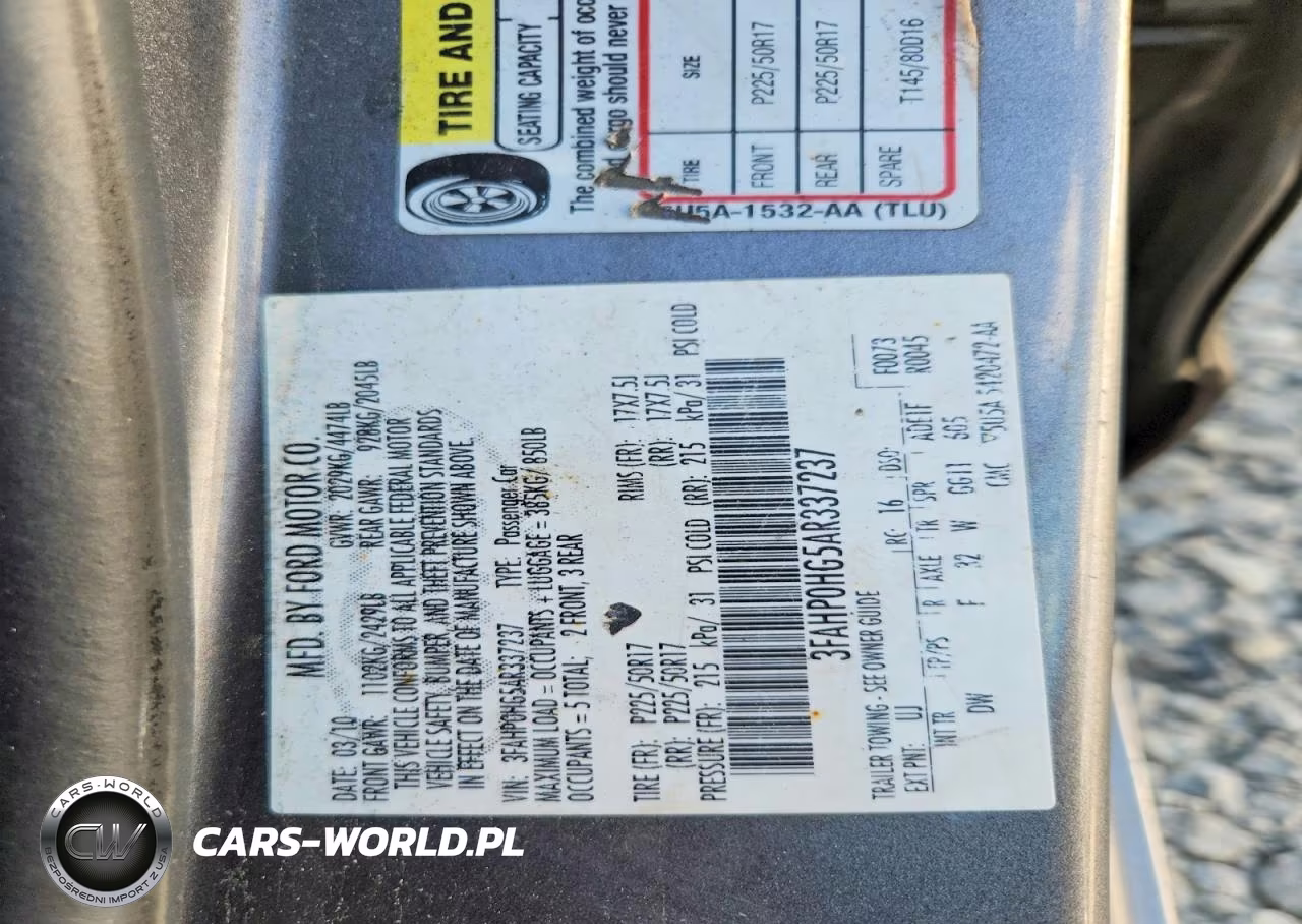 2010 Ford Fusion Se VIN:3FAHP0HG5AR337237 - 12