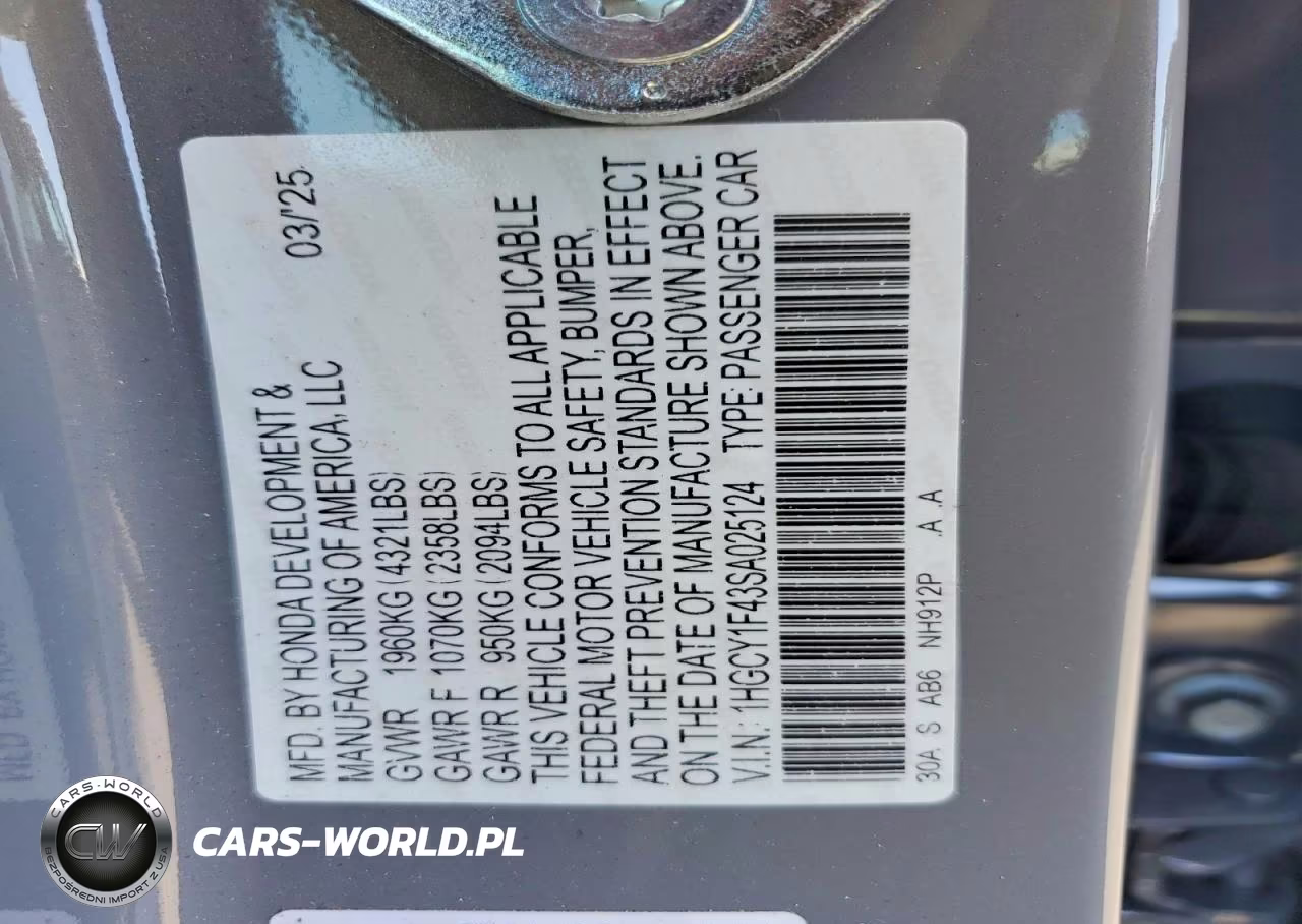 2025 Honda Accord Se VIN:1HGCY1F43SA025124 - 12