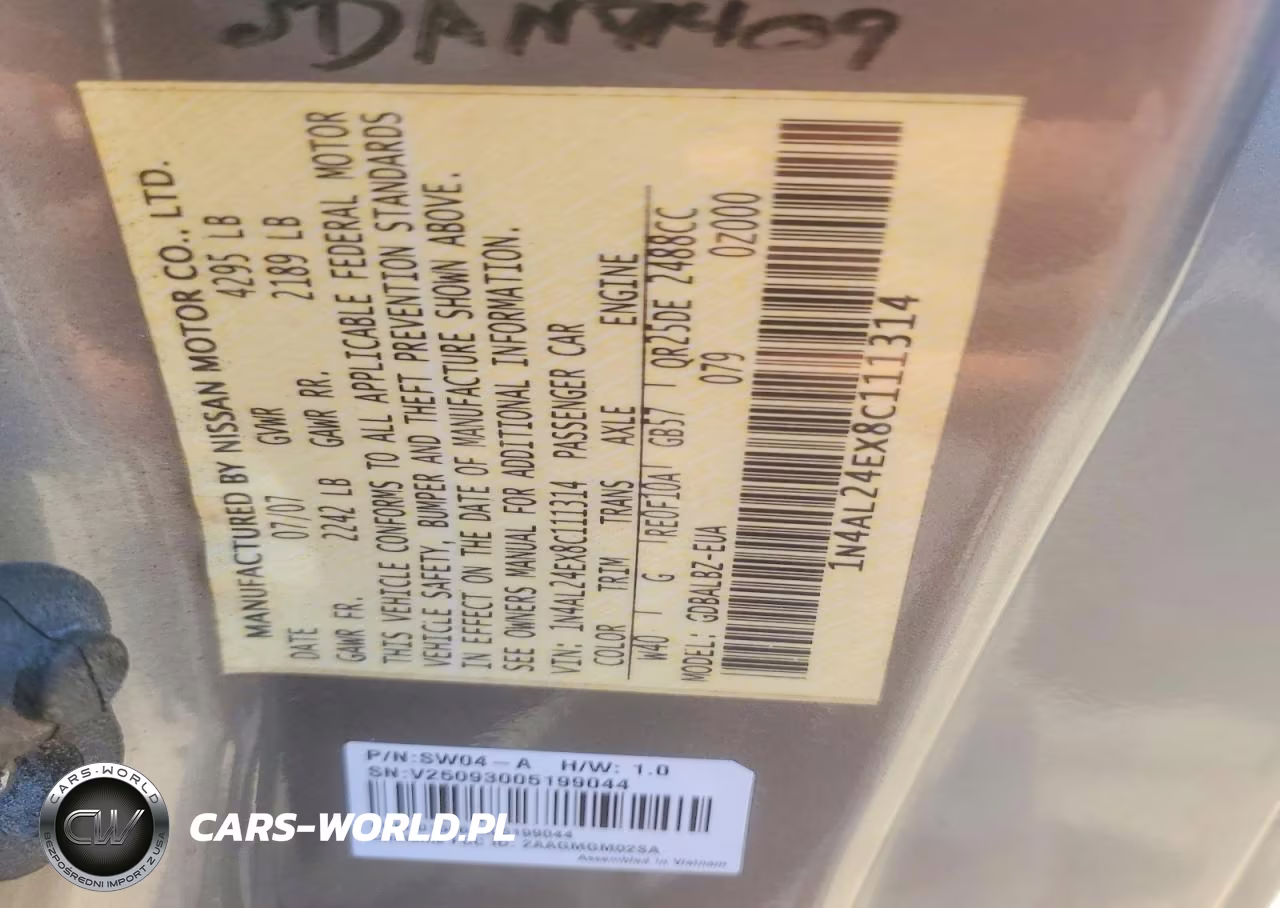 2008 Nissan Altima 2.5S VIN:1N4AL24EX8C111314 - 12