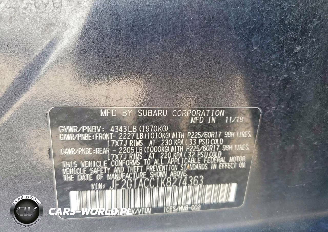 2019 Subaru Crosstrek Premium VIN:JF2GTACC1K8274363 - 12