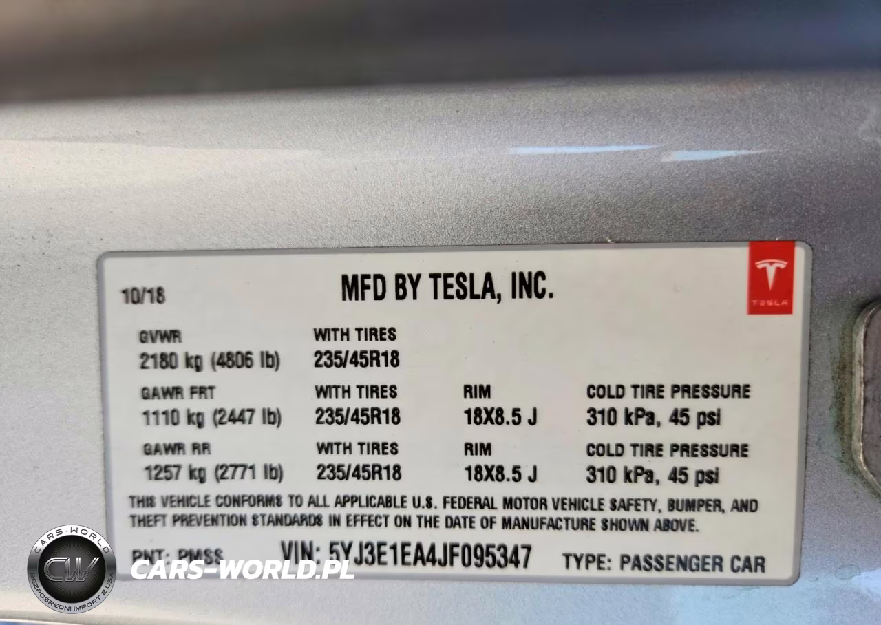2018 Tesla Model 3 VIN:5YJ3E1EA4JF095347 - 12
