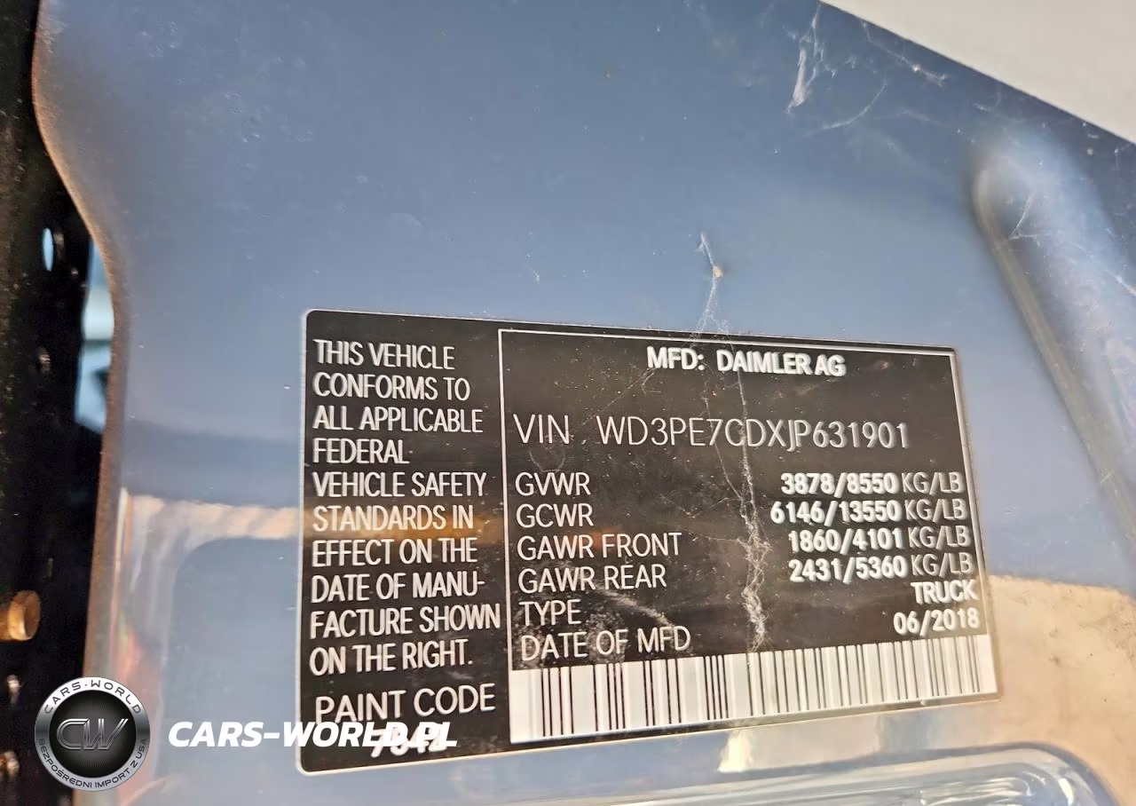 2018 Mercedes-Benz Sprinter 2500 VIN:WD3PE7CDXJP631901 - 13