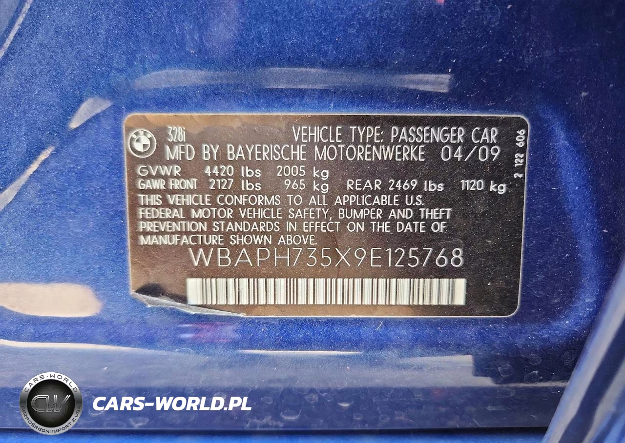 2009 BMW 328 I VIN:WBAPH735X9E125768 - 12