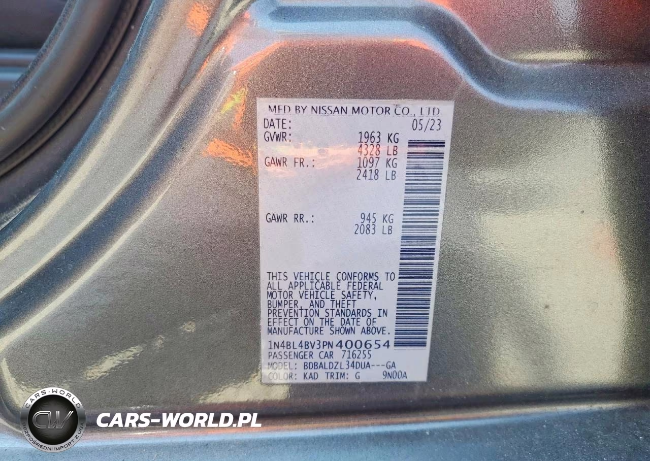 2023 Nissan Altima S VIN:1N4BL4BV3PN400654 - 13