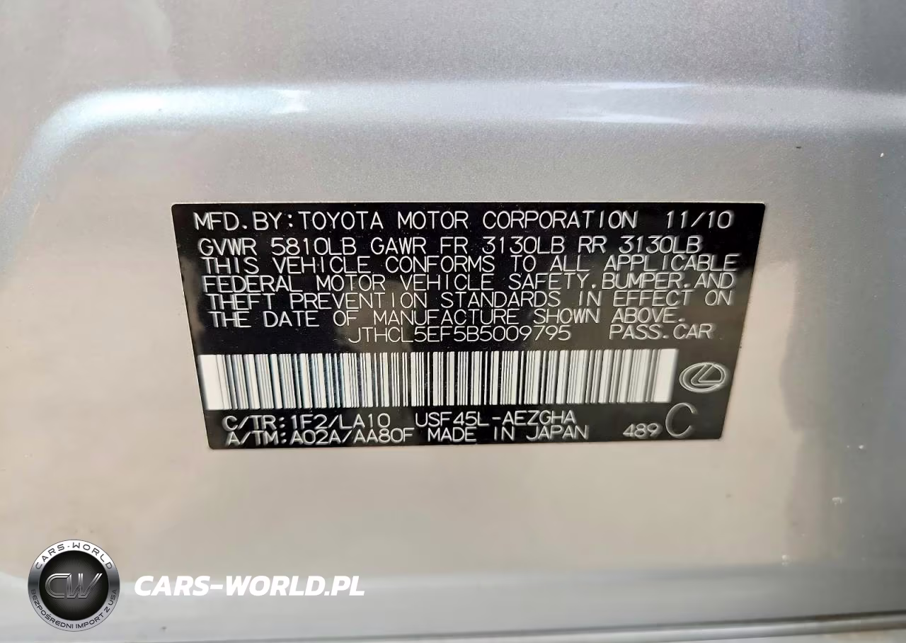 2011 Lexus Ls 460 VIN:JTHCL5EF5B5009795 - 12