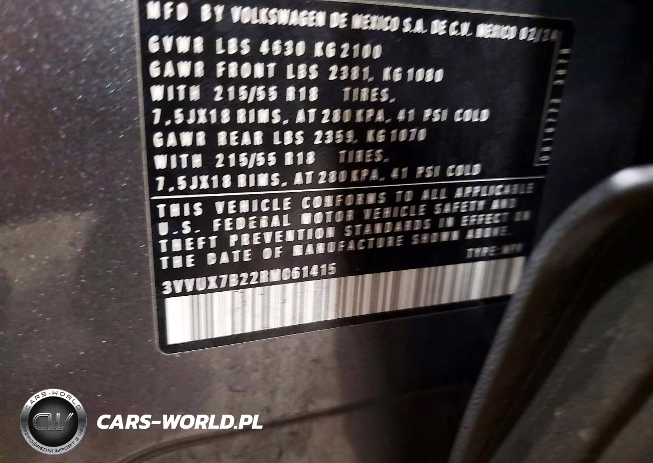 2024 Volkswagen Taos Se VIN:3VVUX7B22RM061415 - 14