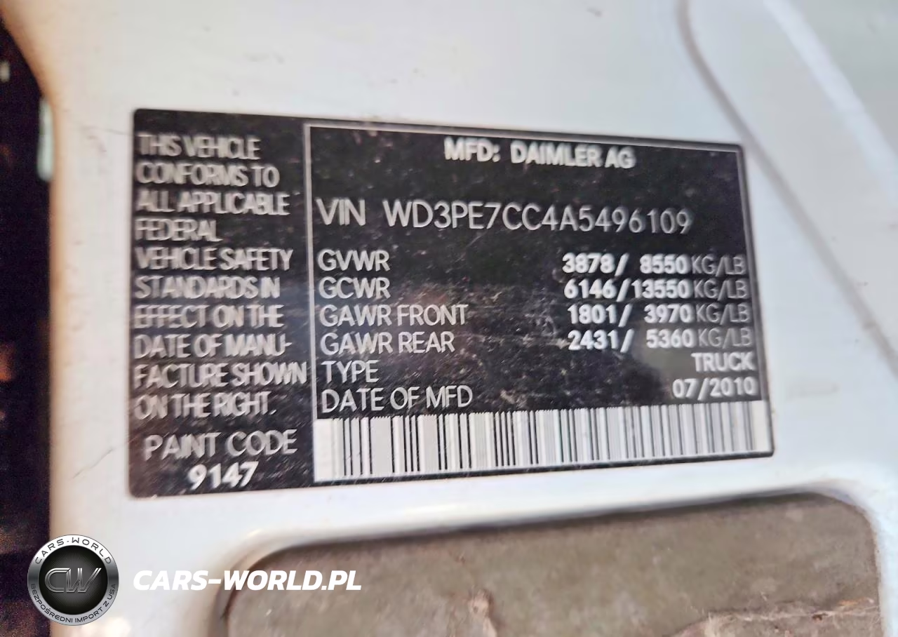 2010 Mercedes-Benz Sprinter 2500 VIN:WD3PE7CC4A5496109 - 14