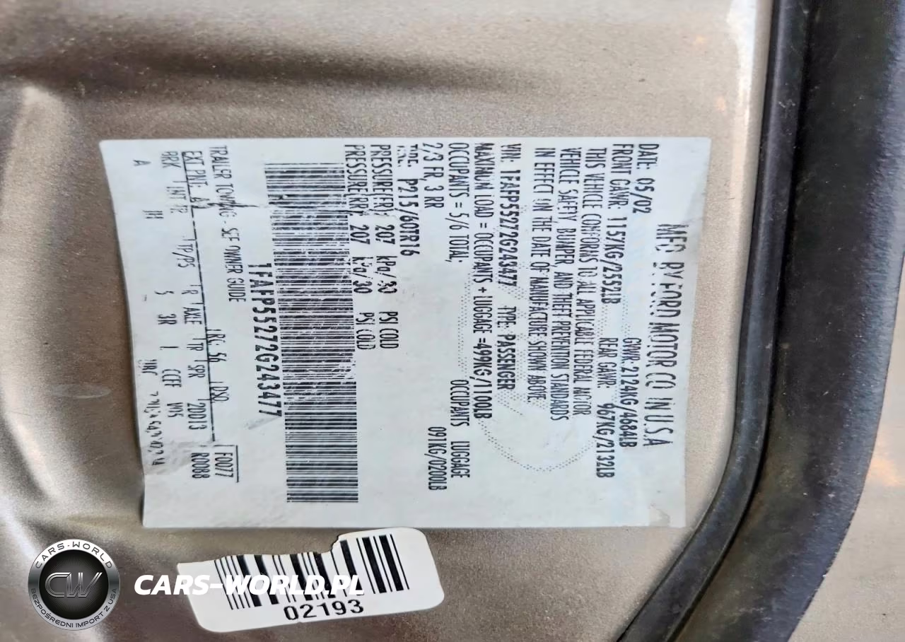 2002 Ford Taurus Ses VIN:1FAFP55272G243477 - 12