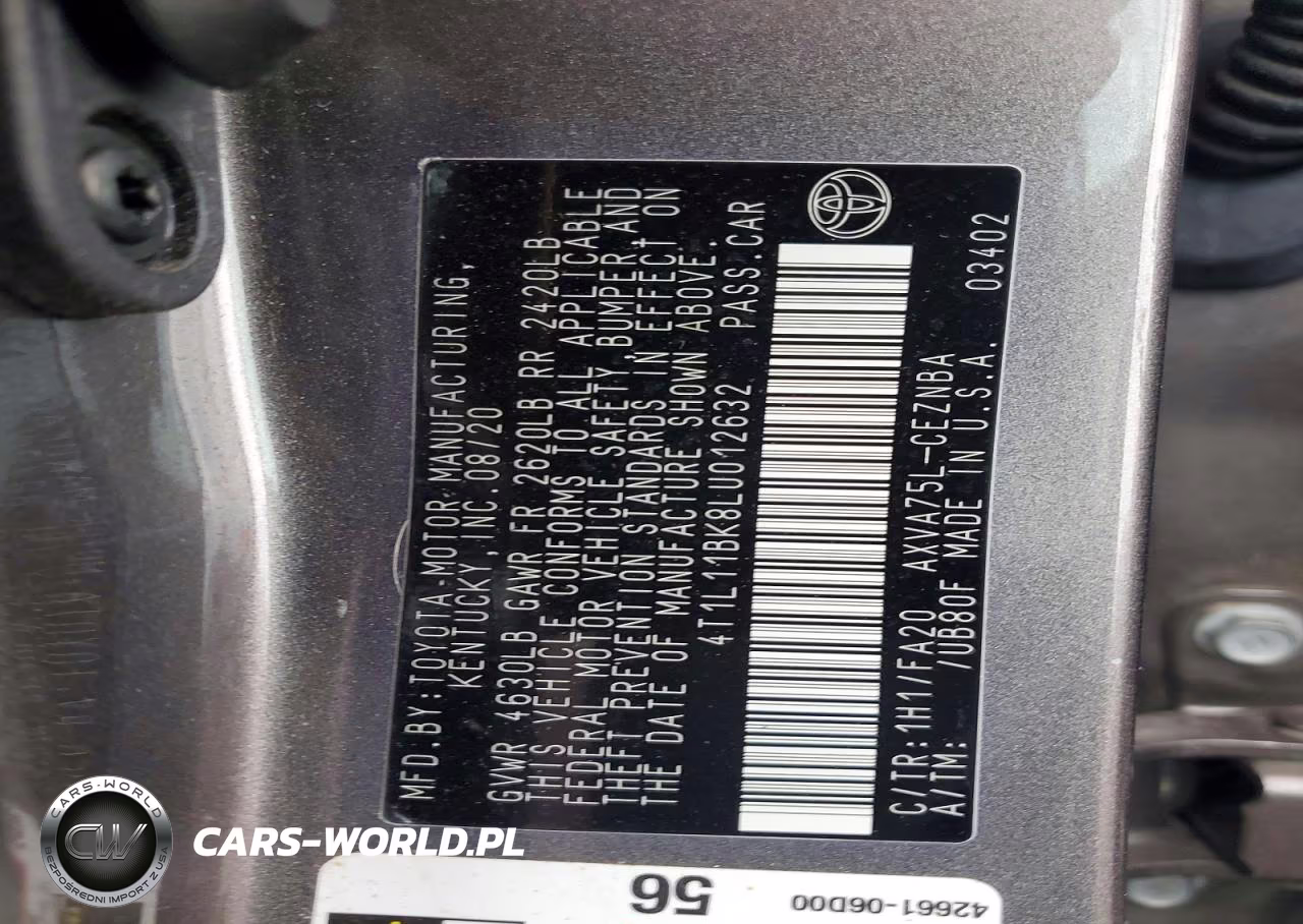 2020 Toyota Camry Le VIN:4T1L11BK8LU012632 - 12