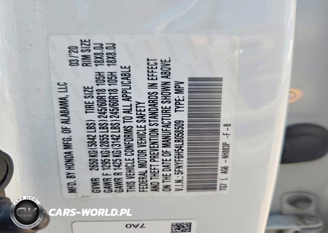 2020 Honda Pilot Exl VIN:5FNYF6H54LB058509 - 13