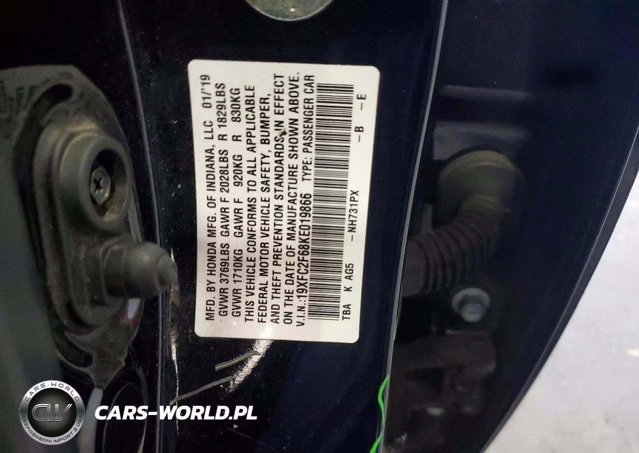 2019 Honda Civic Lx VIN:19XFC2F68KE019866 - 12