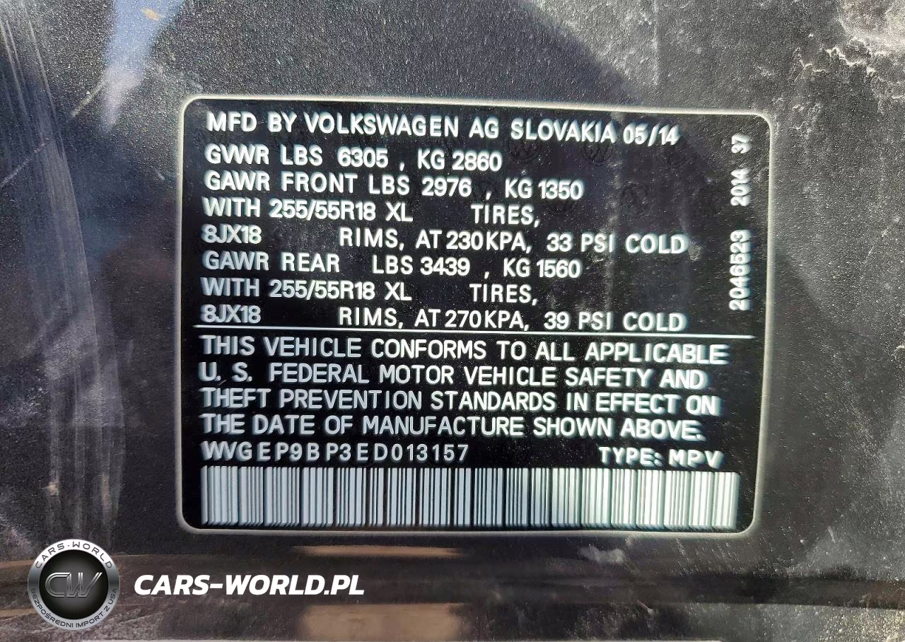 2014 Volkswagen Touareg V6 Tdi VIN:WVGEP9BP3ED013157 - 13