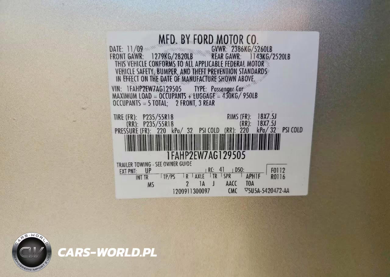 2010 Ford Taurus Sel VIN:1FAHP2EW7AG129505 - 12