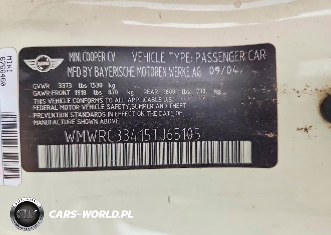 2005 Mini Cooper VIN:WMWRC33415TJ65105 - 12