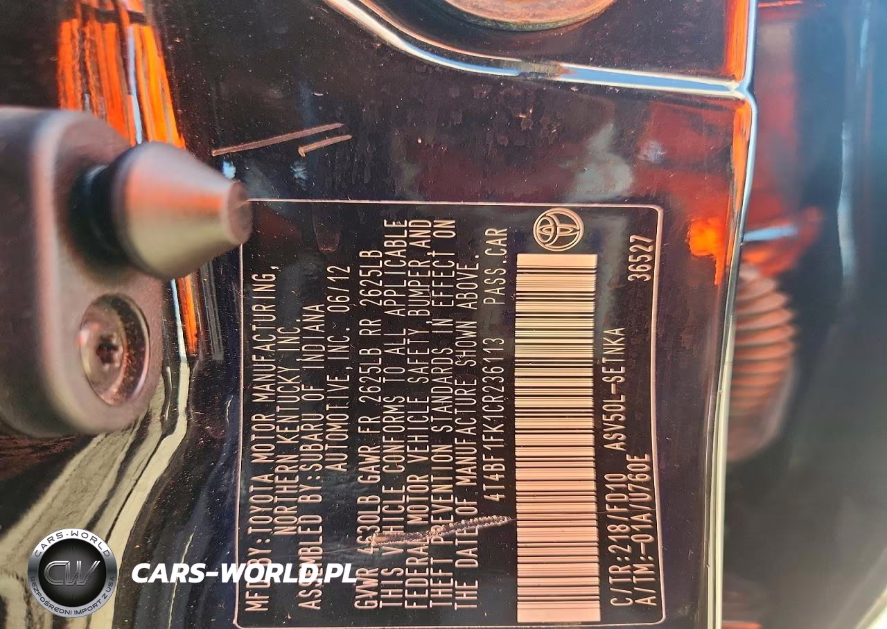 2012 Toyota Camry Le VIN:4T4BF1FK1CR236113 - 12