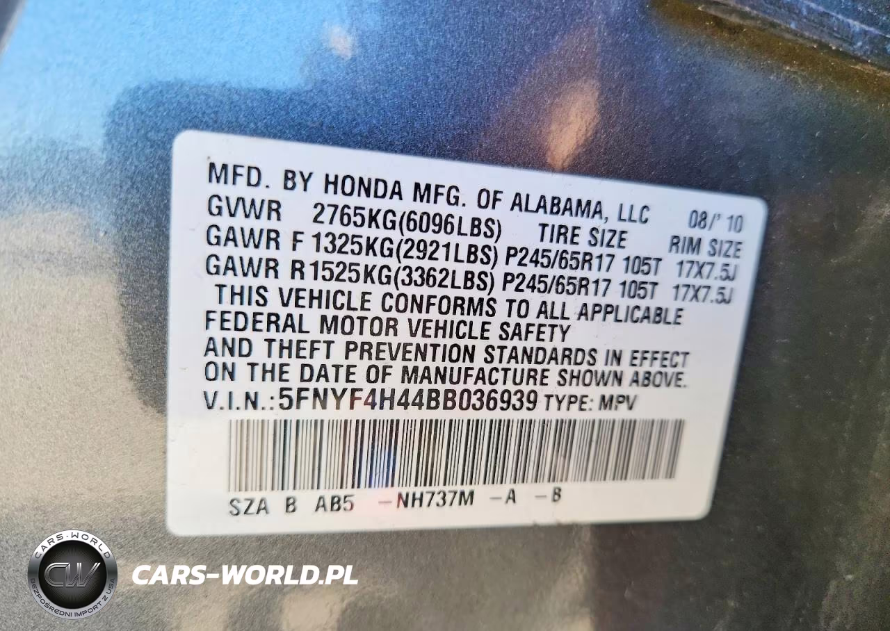 2011 Honda Pilot VIN:5FNYF4H44BB036939 - 13
