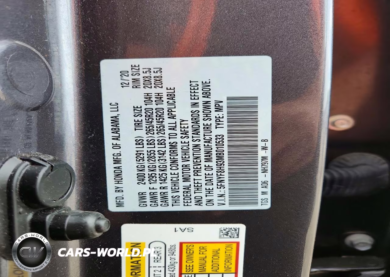 2021 Honda Passport Touring VIN:5FNYF8H93MB010533 - 13