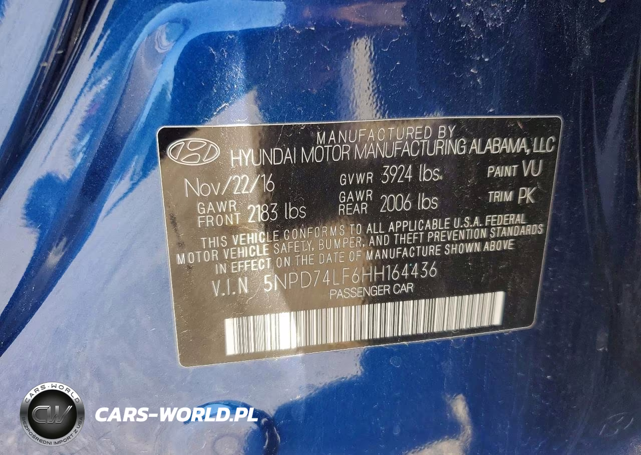 2017 Hyundai Elantra Se VIN:5NPD74LF6HH164436 - 12