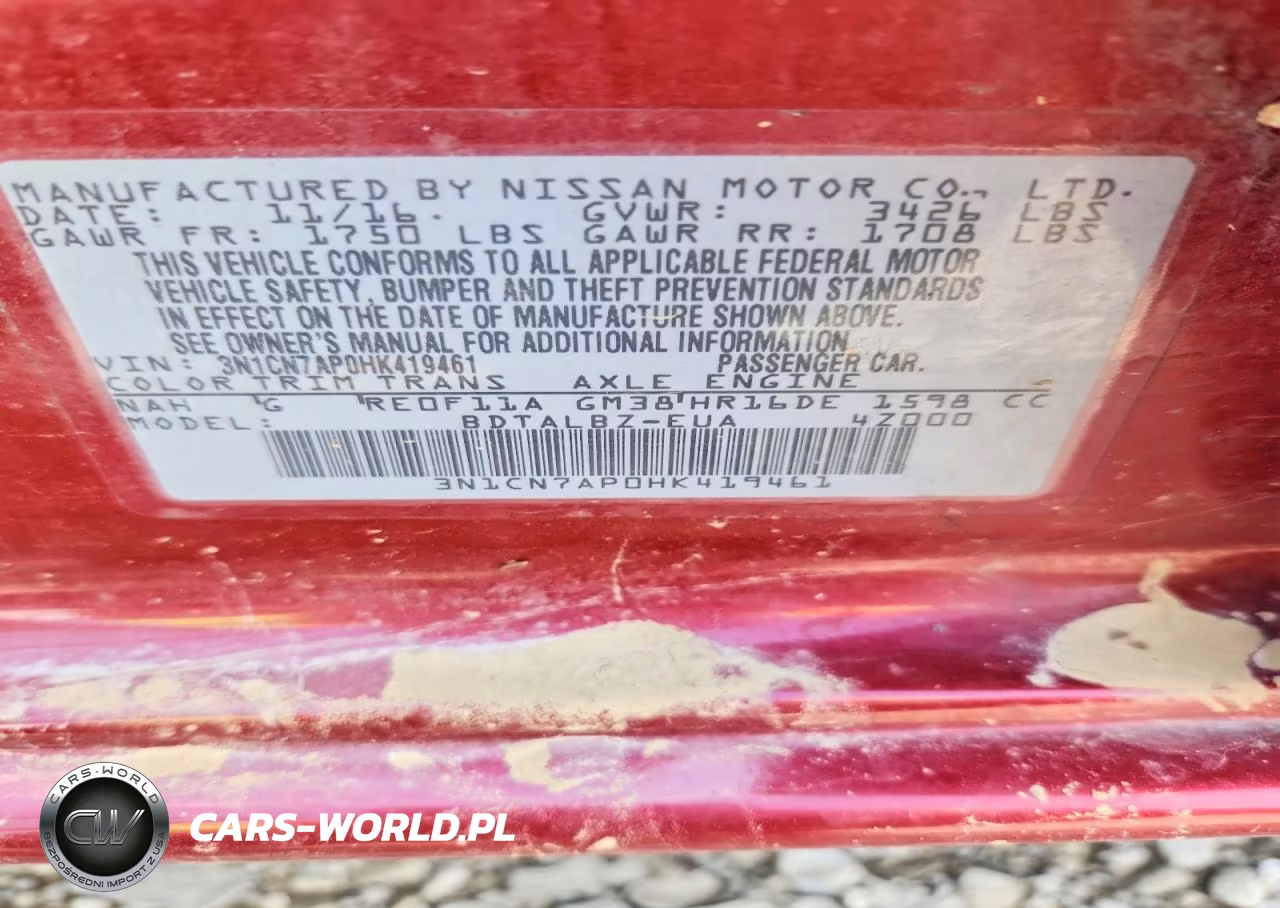 2017 Nissan Versa 1.6 Sv VIN:3N1CN7AP0HK419461 - 12