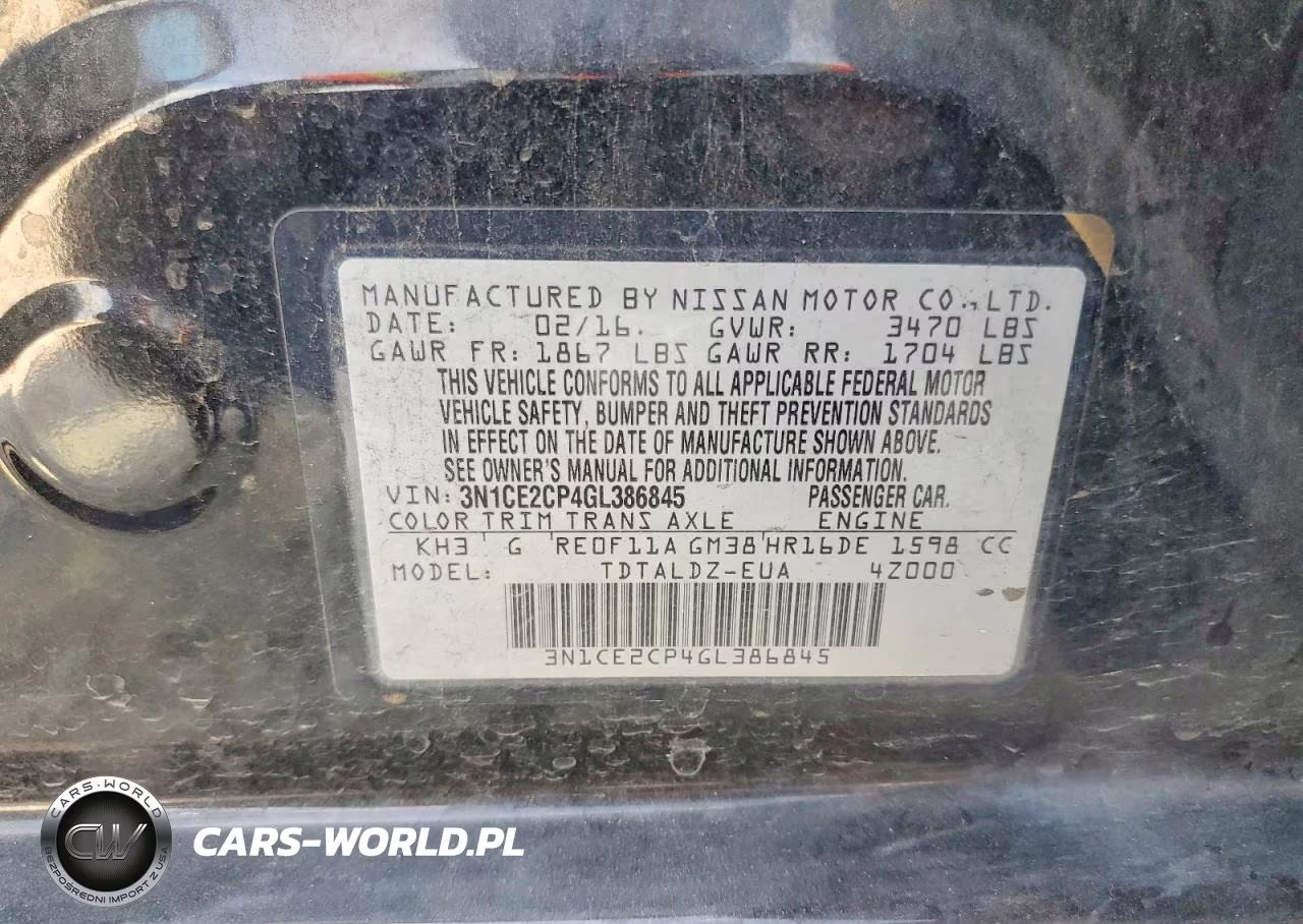 2016 Nissan Versa Note Sv VIN:3N1CE2CP4GL386845 - 12