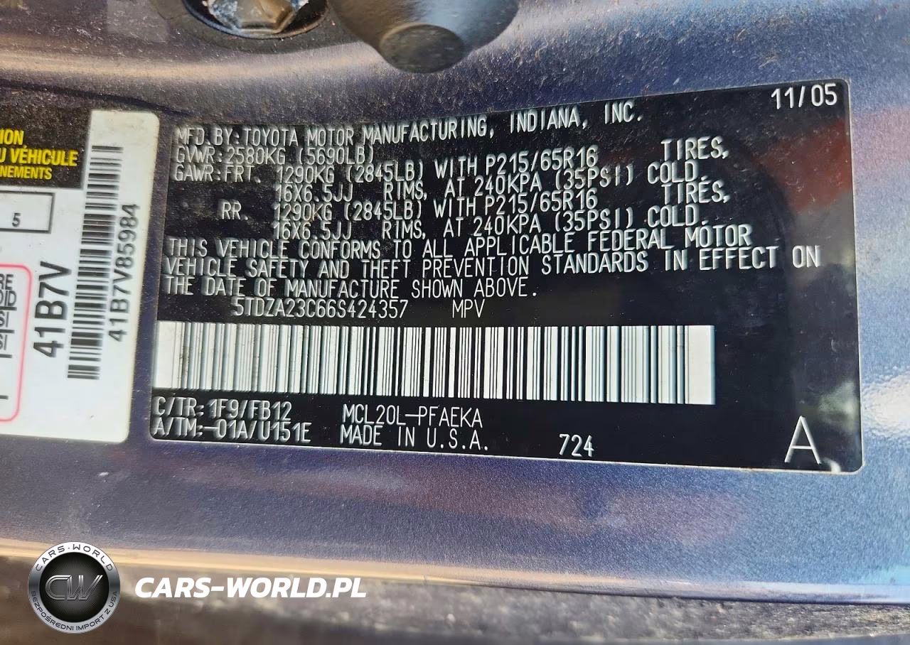 2006 Toyota Sienna Ce 7 Passenger VIN:5TDZA23C66S424357 - 12