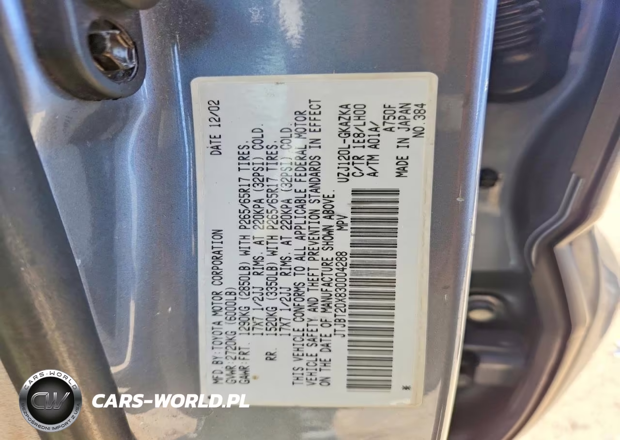 2003 Lexus Gx 470 VIN:JTJBT20X830004288 - 13