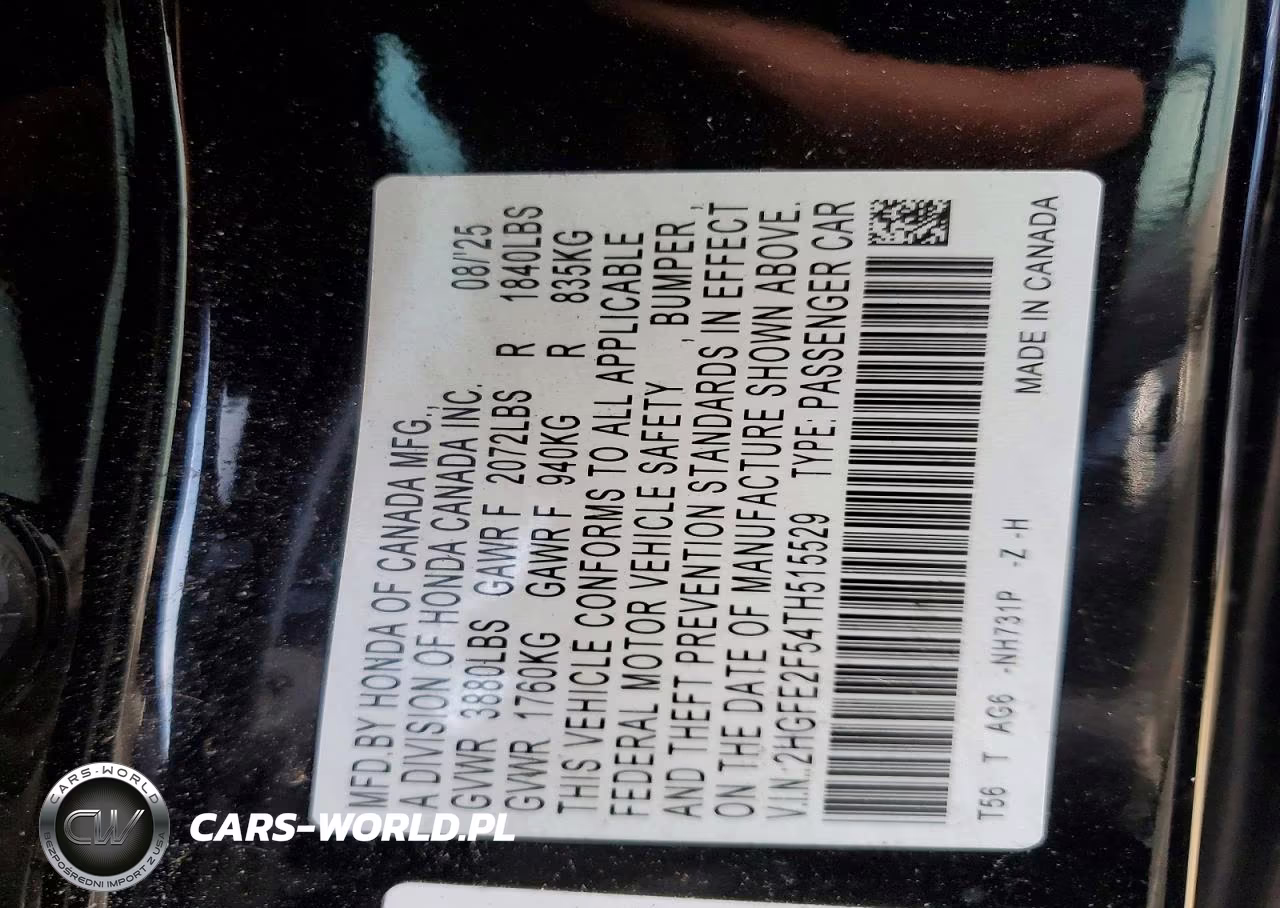 2026 Honda Civic Sport VIN:2HGFE2F54TH515529 - 12