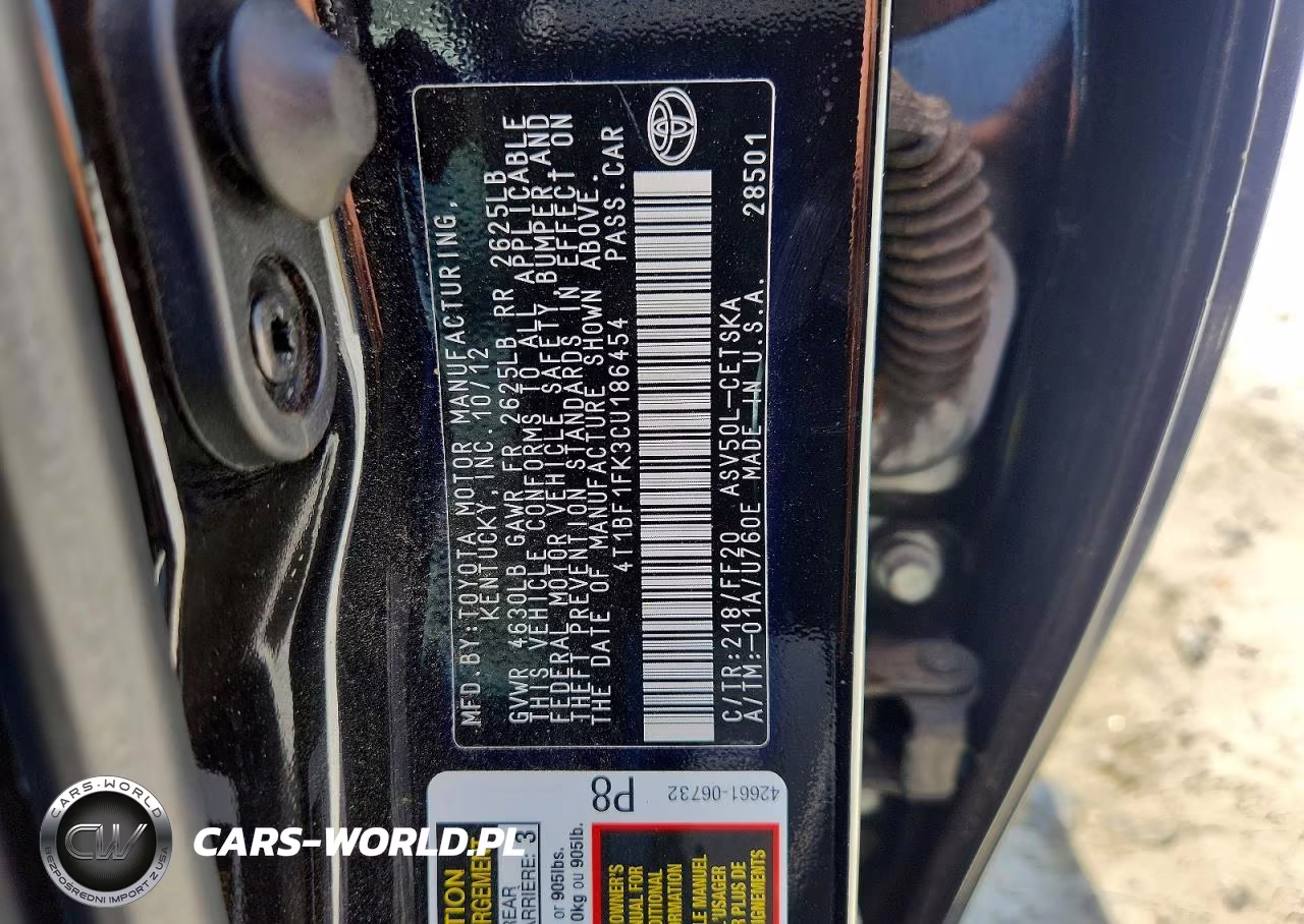 2012 Toyota Camry Se Sport Limited Edition VIN:4T1BF1FK3CU186454 - 12