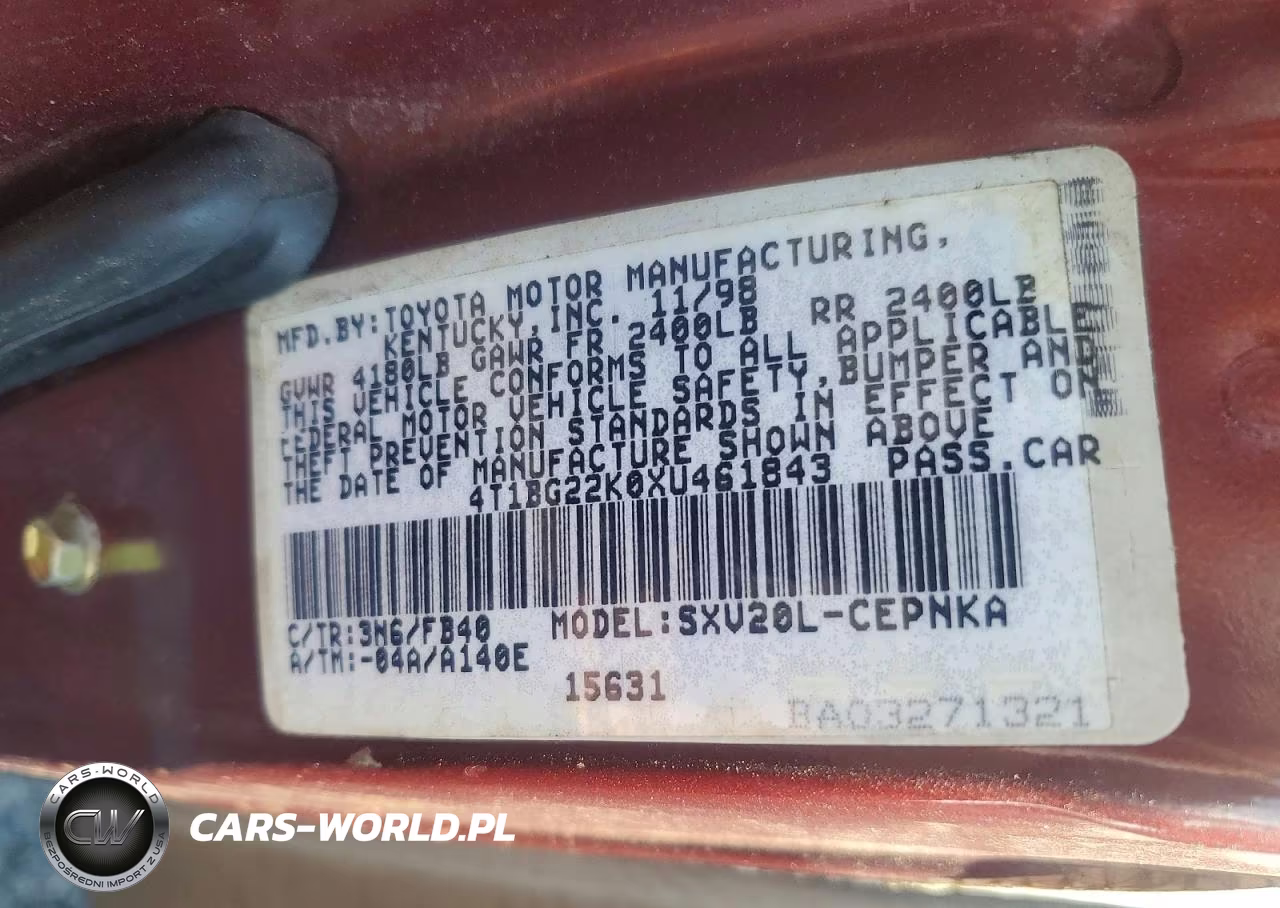 1999 Toyota Camry Le VIN:4T1BG22K0XU461843 - 12