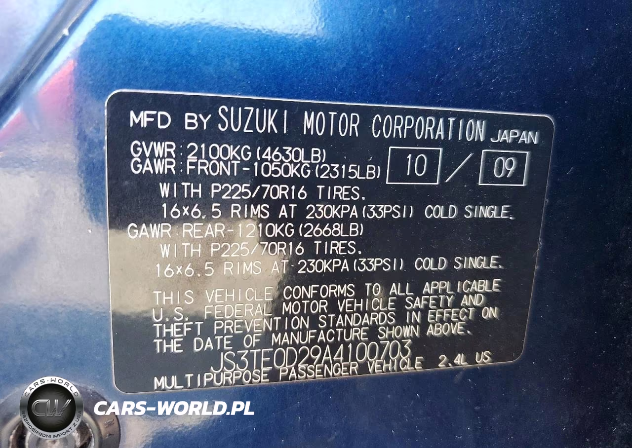 2010 Suzuki Grand Vitara Premium VIN:JS3TE0D29A4100703 - 12