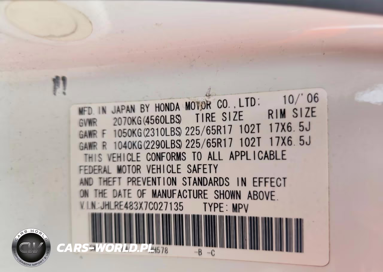 2007 Honda Cr-V Lx VIN:JHLRE483X7C027135 - 13