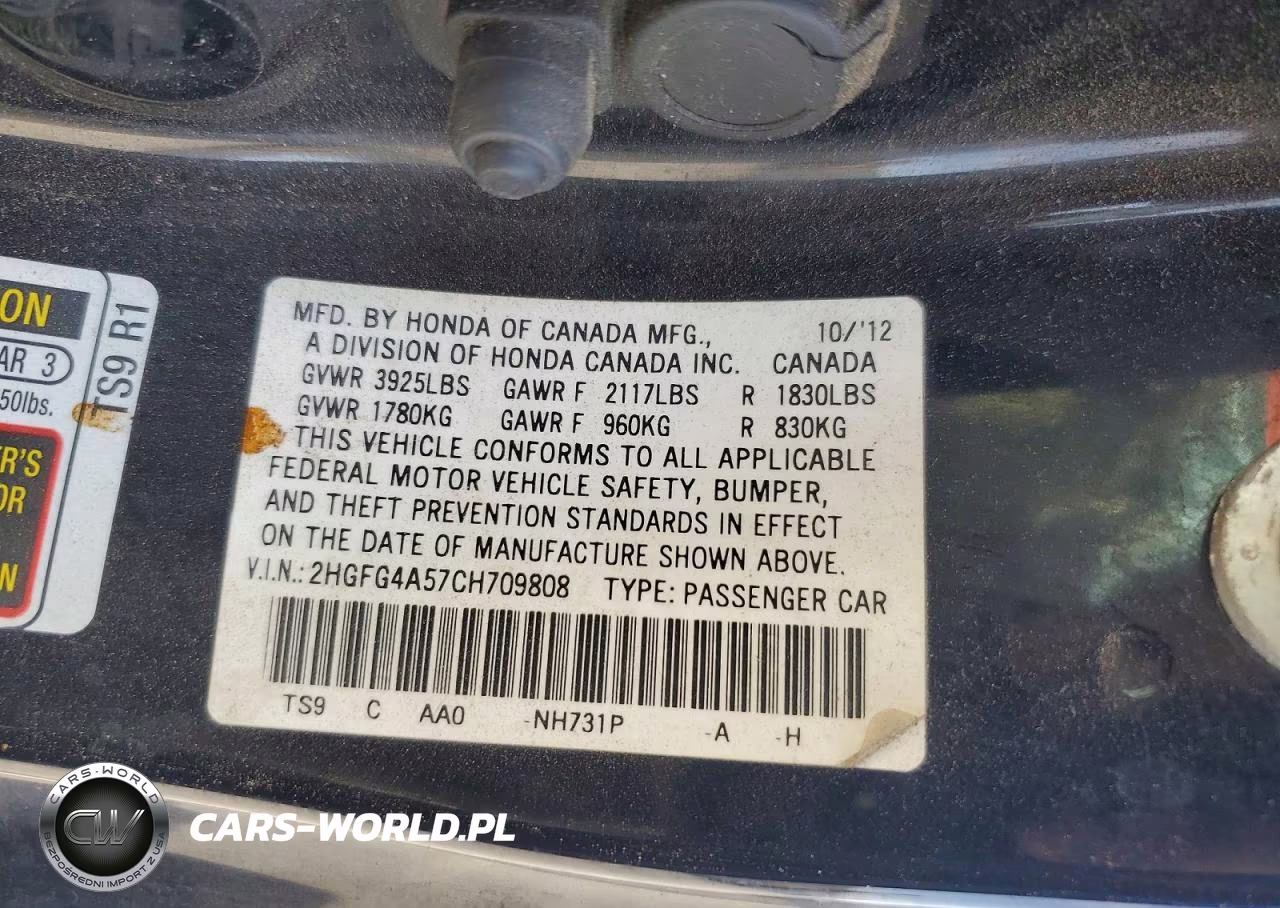 2012 Honda Civic Si VIN:2HGFG4A57CH709808 - 12