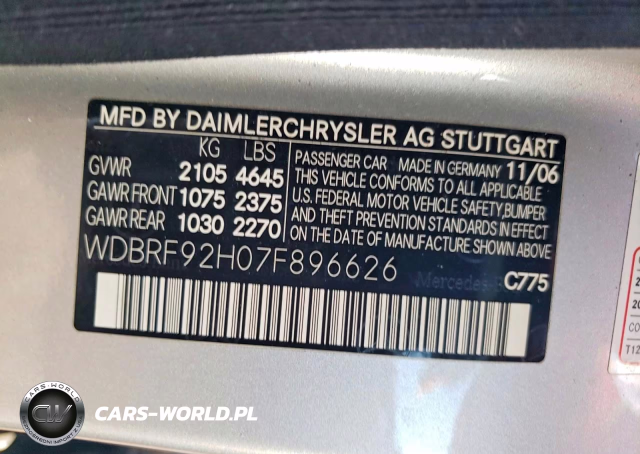 2007 Mercedes-Benz C-Class C280 Luxury VIN:WDBRF92H07F896626 - 12