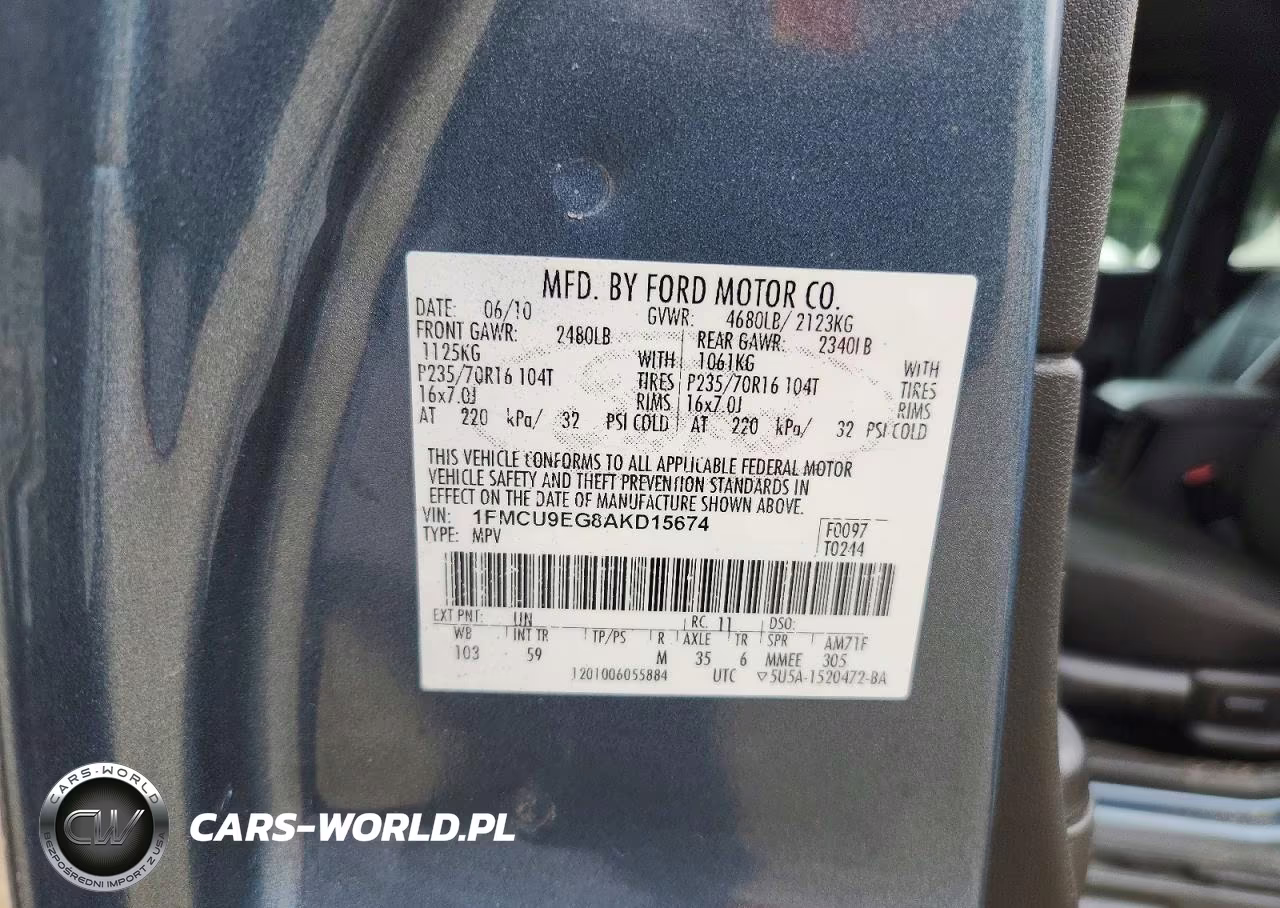 2010 Ford Escape Limited VIN:1FMCU9EG8AKD15674 - 13