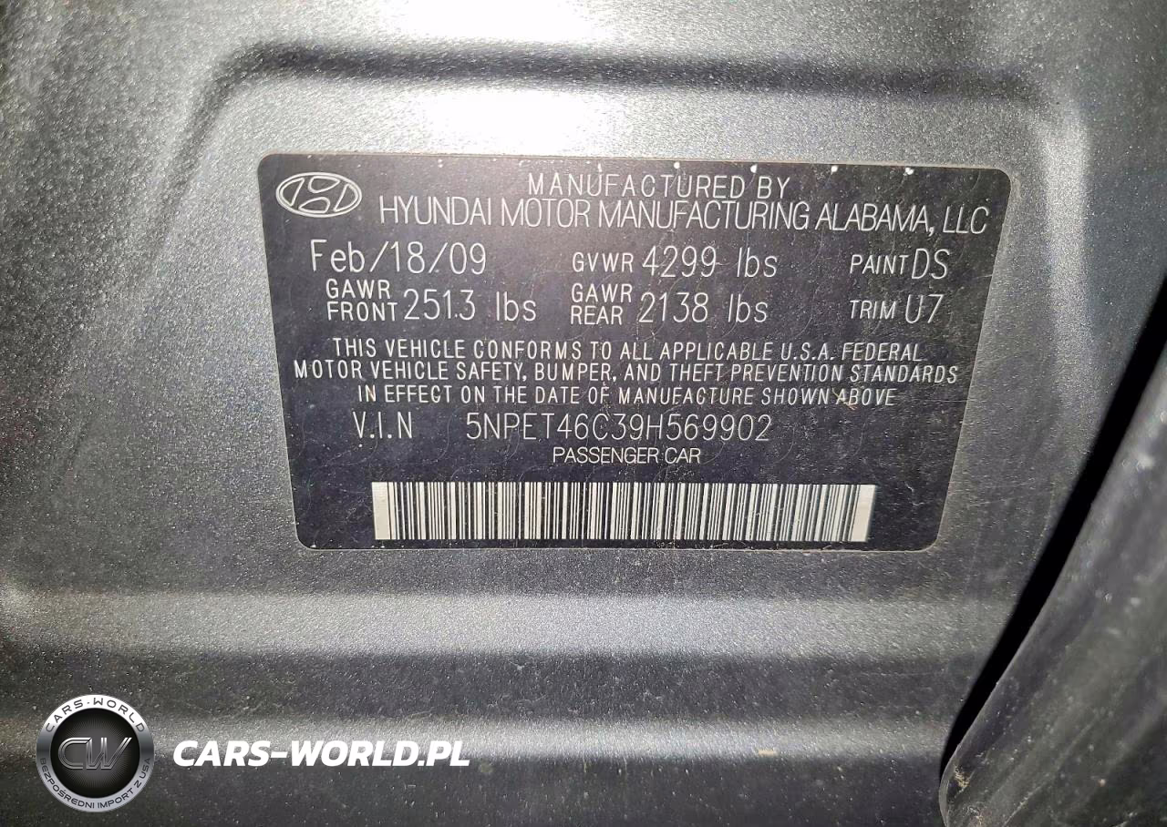 2009 Hyundai Sonata Gls VIN:5NPET46C39H569902 - 12