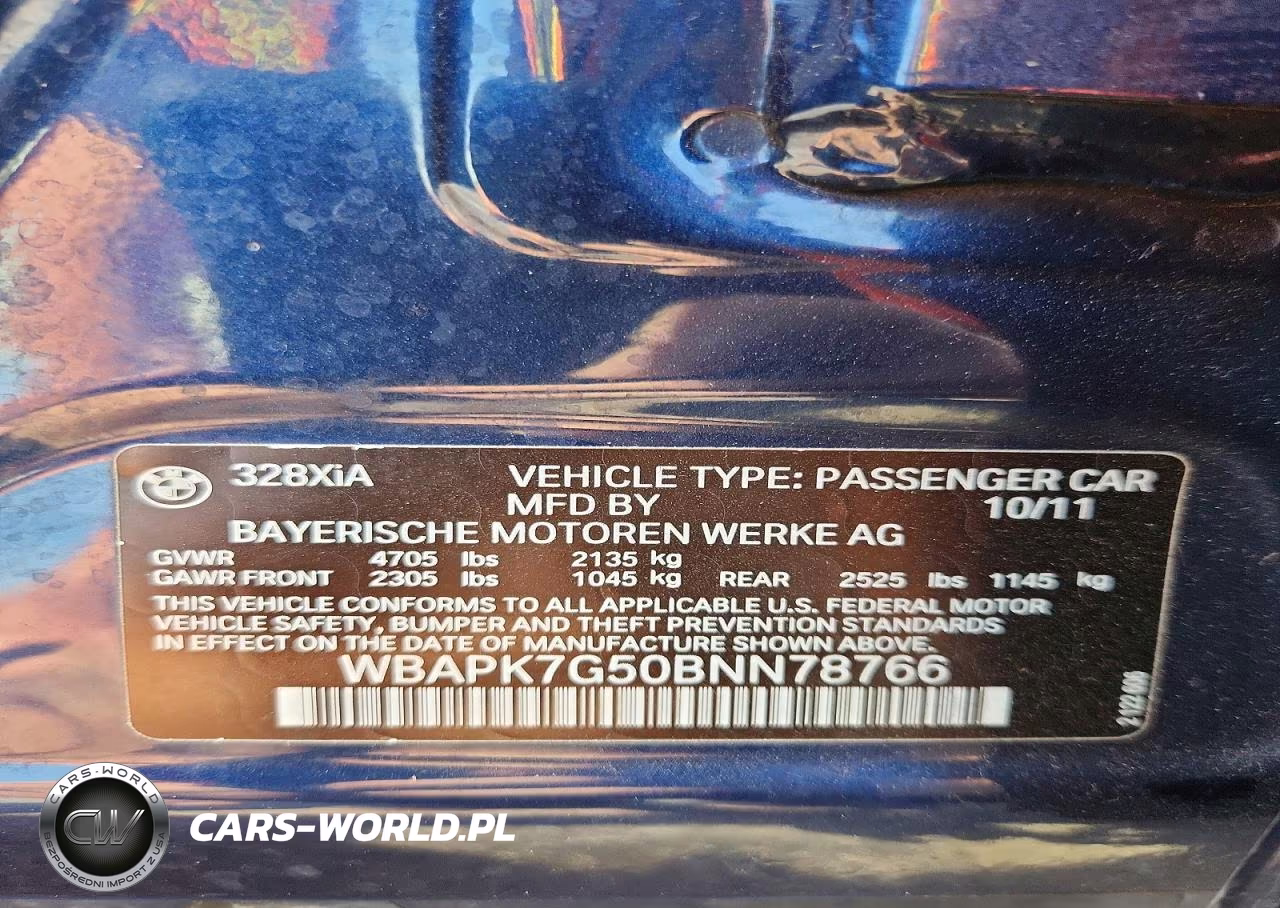 2011 BMW 328 Xi VIN:WBAPK7G50BNN78766 - 12