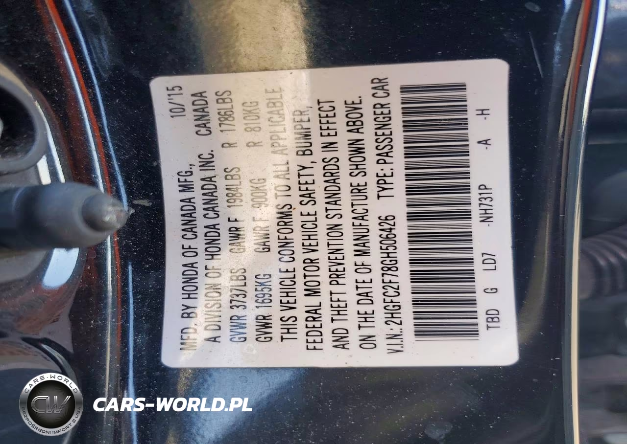 2016 Honda Civic Ex VIN:2HGFC2F78GH506426 - 12