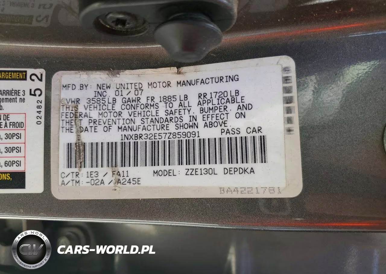 2007 Toyota Corolla Ce VIN:1NXBR32E57Z859091 - 12