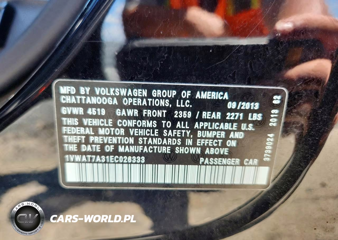 2014 Volkswagen Passat S VIN:1VWAT7A31EC026333 - 12