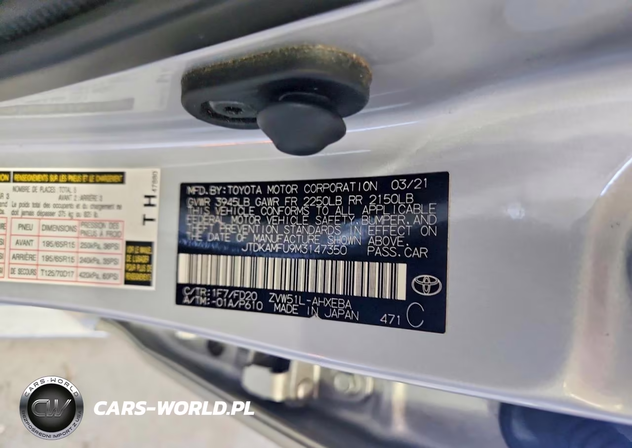 2021 Toyota Prius Le VIN:JTDKAMFU9M3147350 - 12