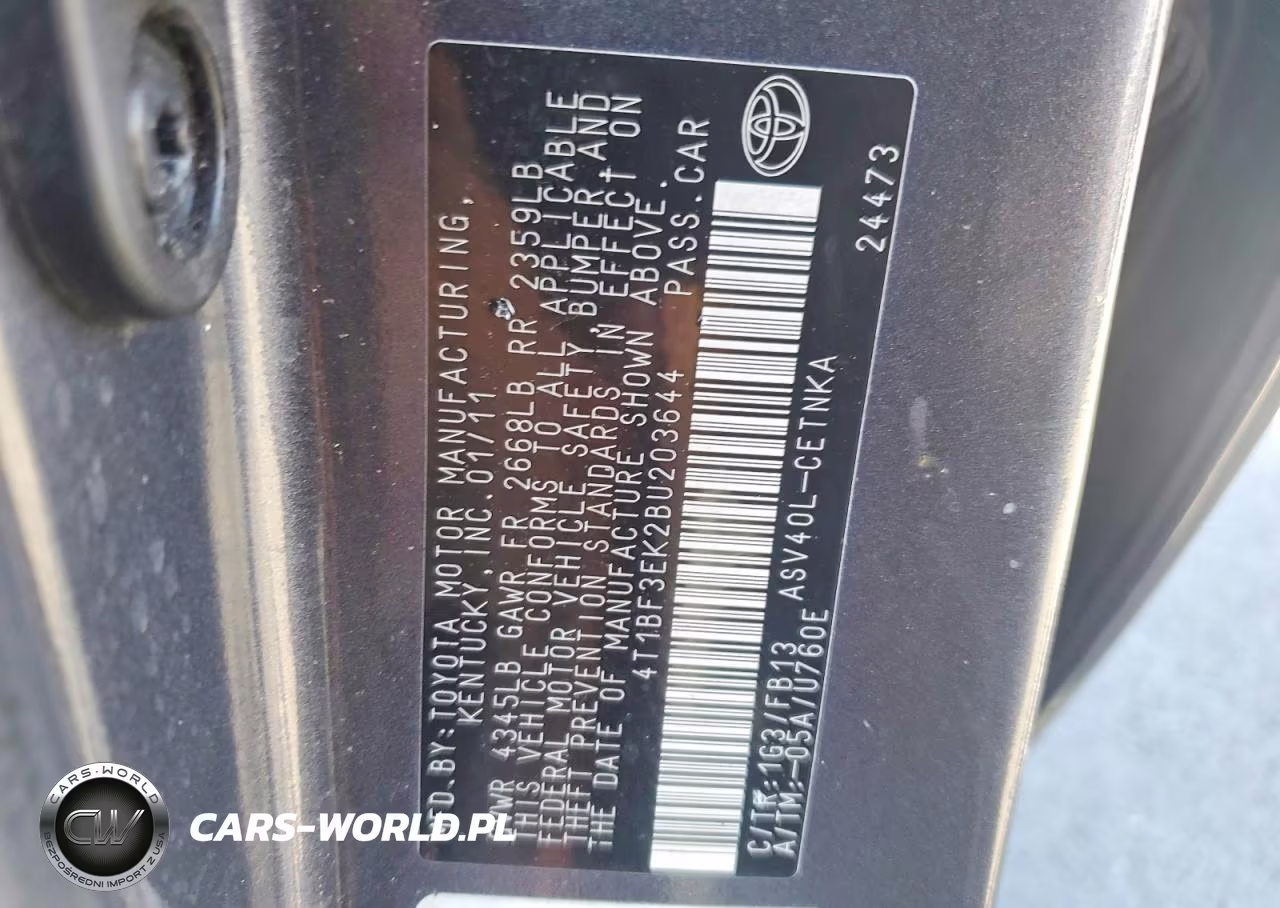 2011 Toyota Camry Le VIN:4T1BF3EK2BU203644 - 12