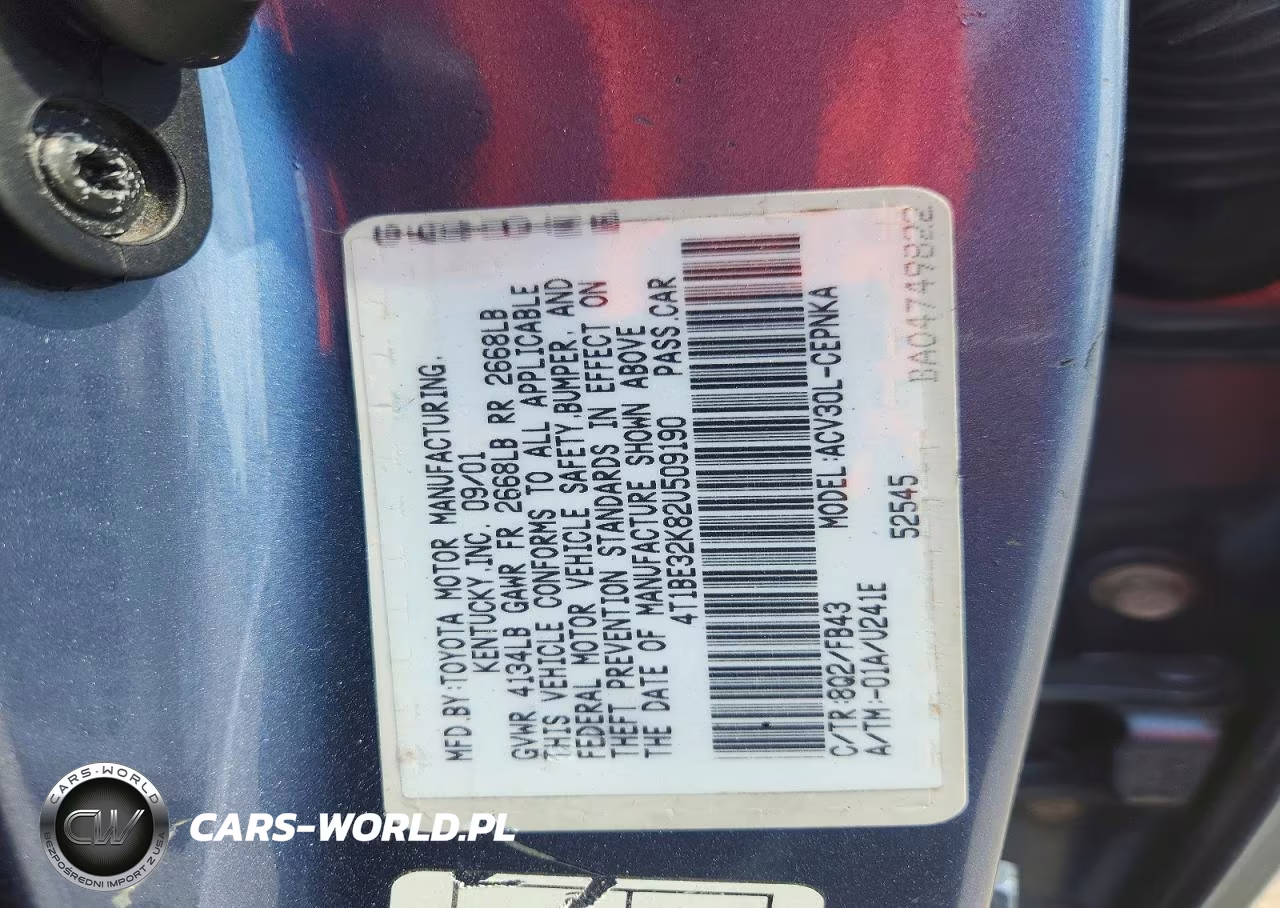 2002 Toyota Camry Le VIN:4T1BE32K82U509190 - 13