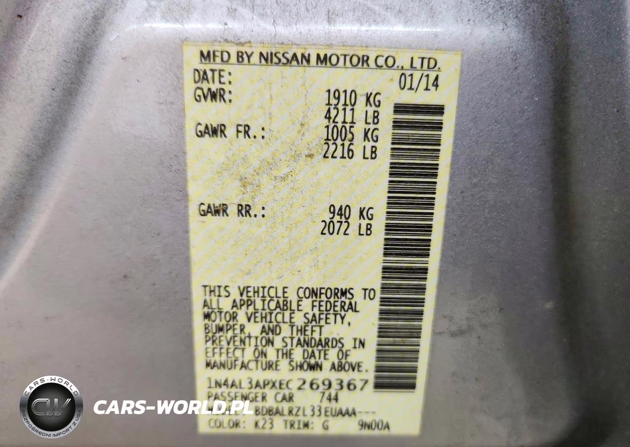 2014 Nissan Altima 2.5 S VIN:1N4AL3APXEC269367 - 12