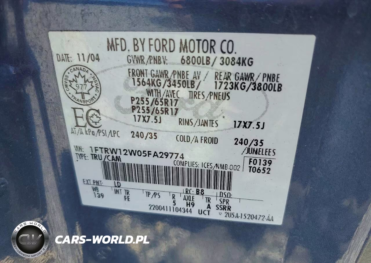 2005 Ford F150 Supercrew VIN:1FTRW12W05FA29774 - 12