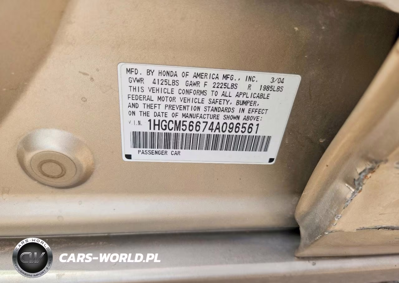 2004 Honda Accord Ex VIN:1HGCM56674A096561 - 12