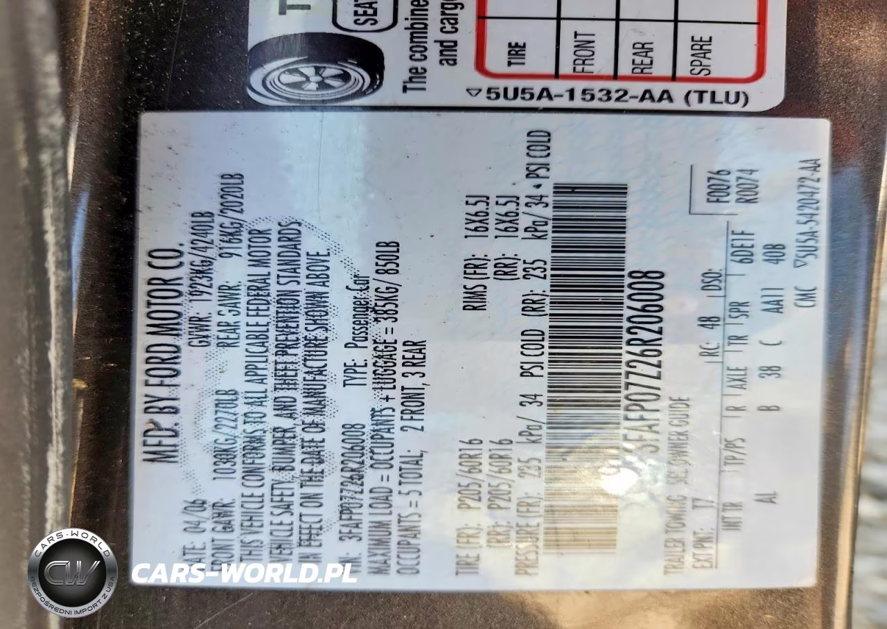 2006 Ford Fusion Se VIN:3FAFP07Z26R206008 - 12