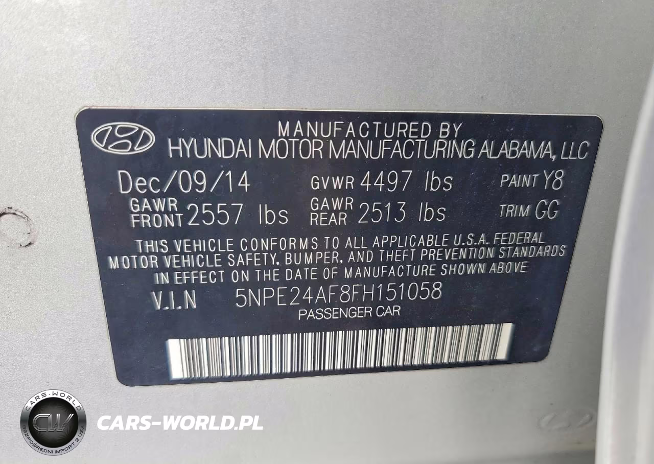 2015 Hyundai Sonata Se VIN:5NPE24AF8FH151058 - 12