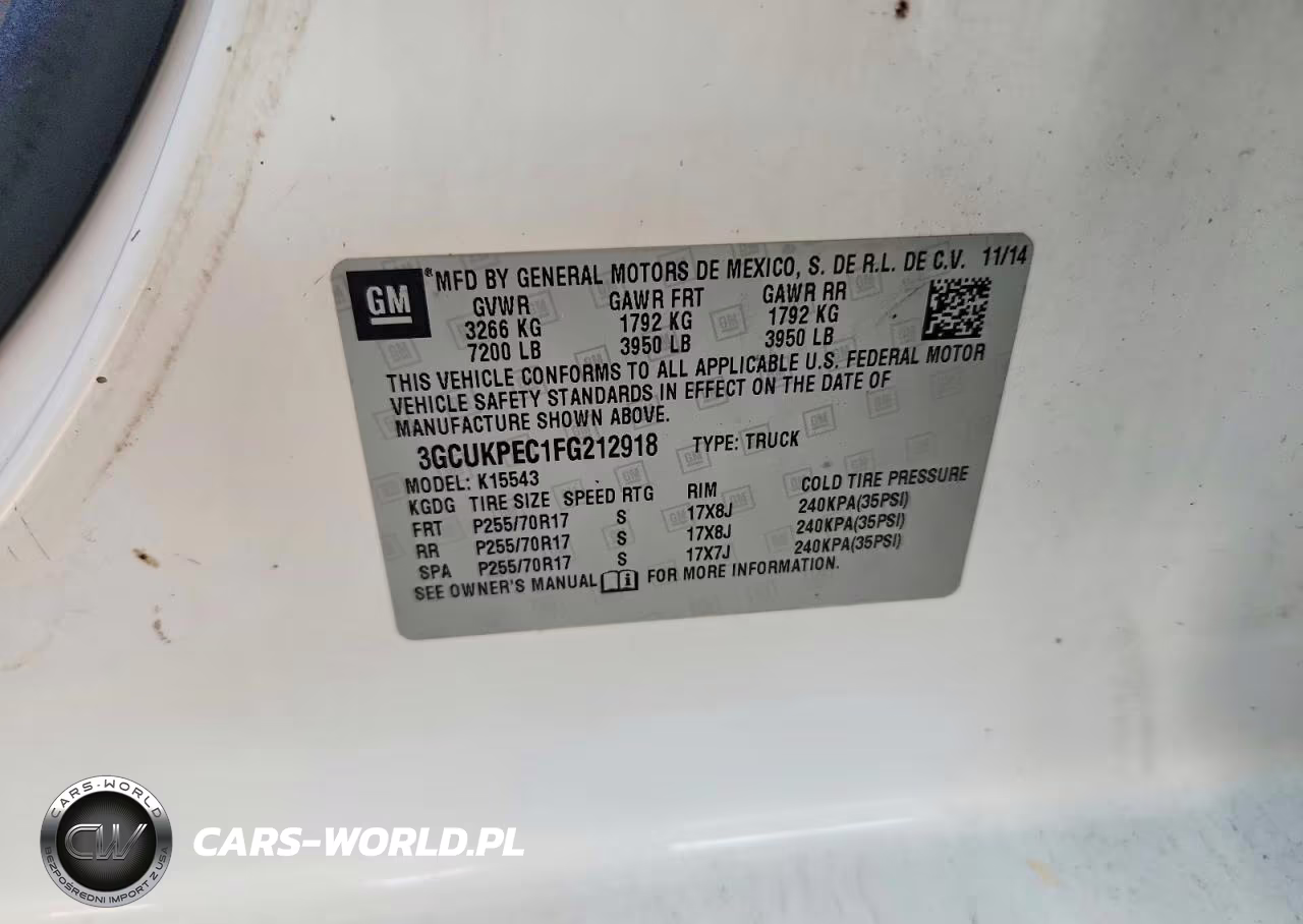 2015 Chevrolet Silverado K1500 VIN:3GCUKPEC1FG212918 - 12