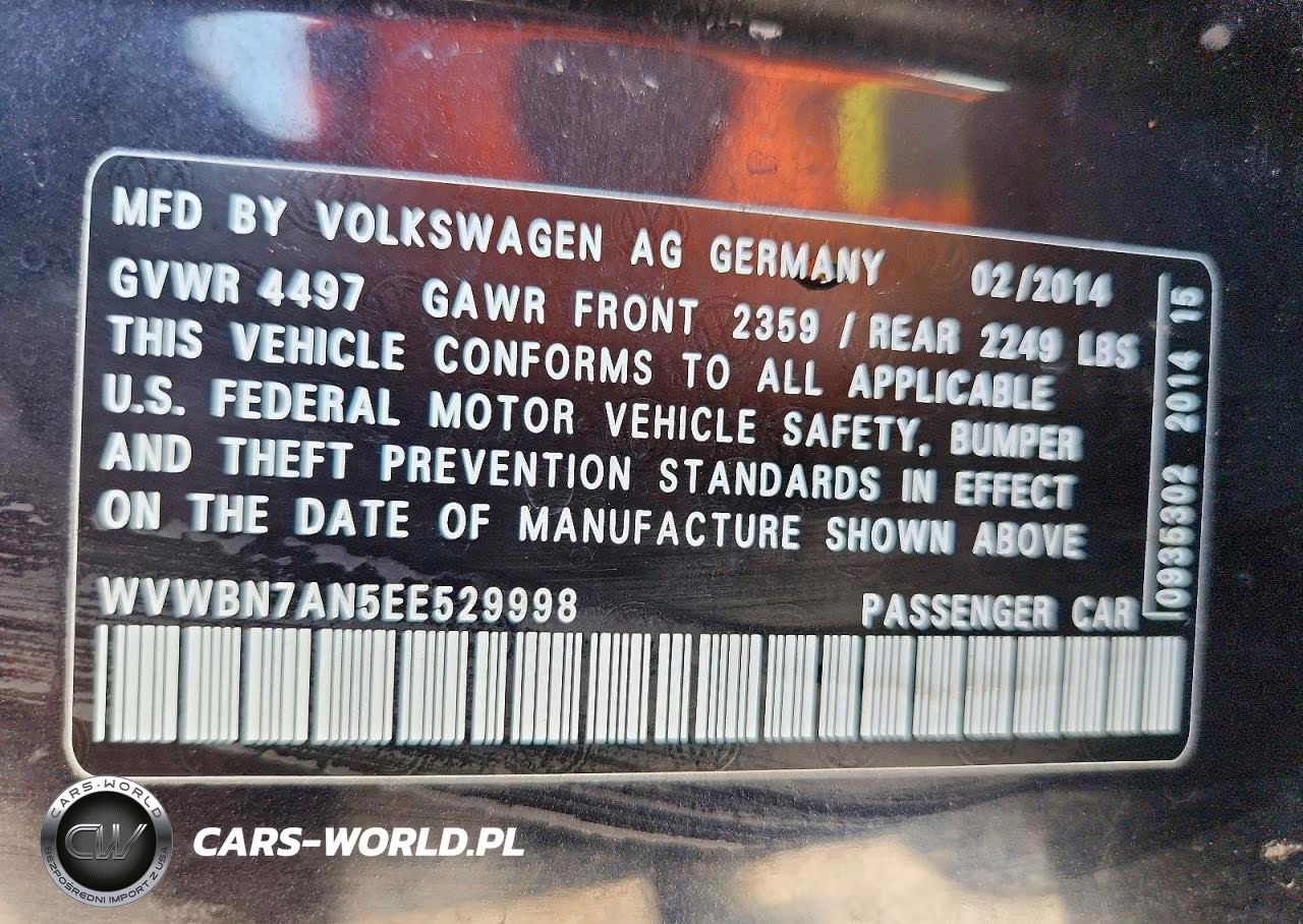 2014 Volkswagen Cc Sport VIN:WVWBN7AN5EE529998 - 12