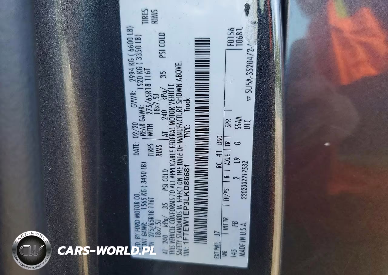 2020 Ford F150 Supercrew VIN:1FTEW1EP3LKD86681 - 12